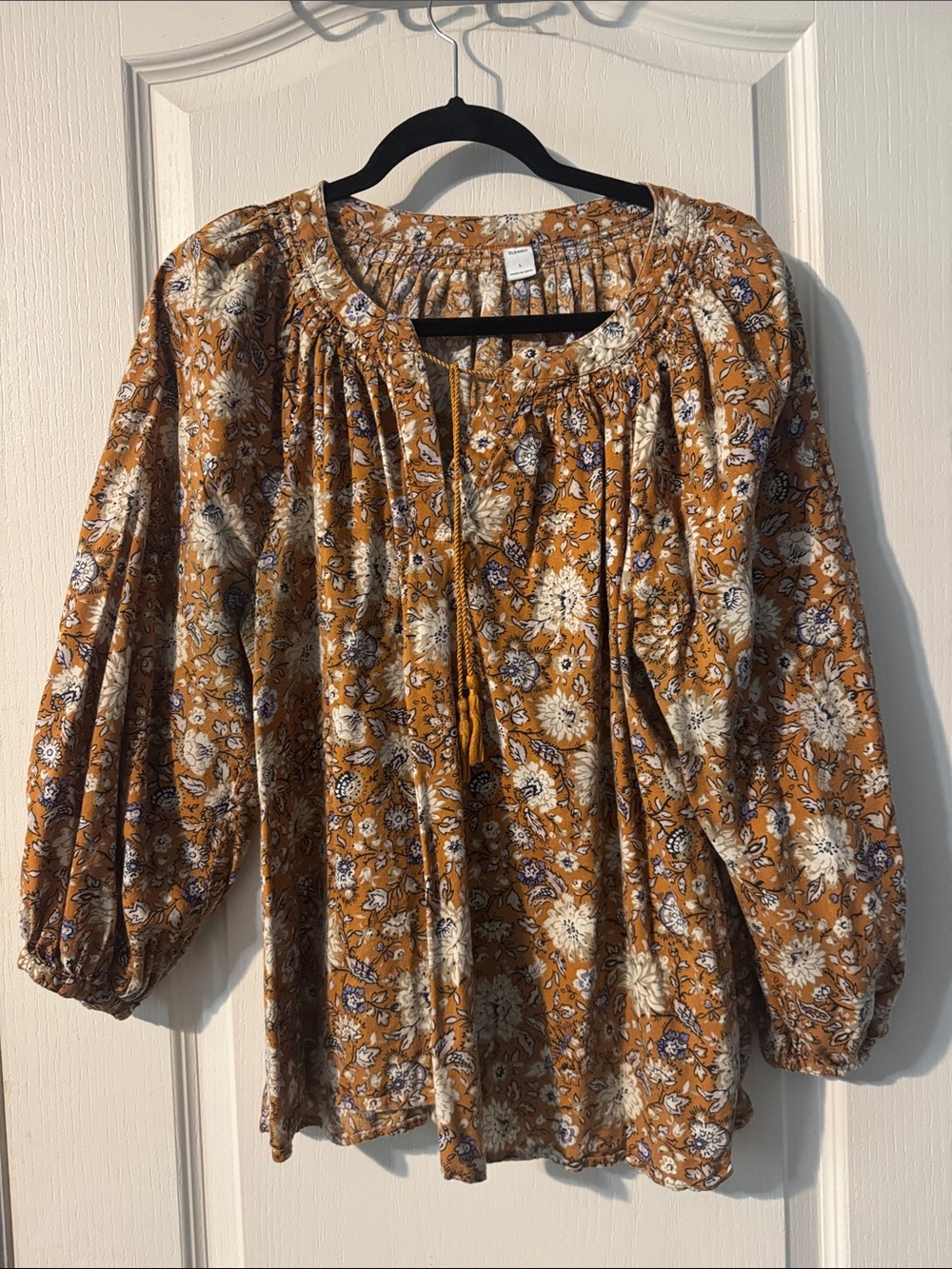 Old Navy Mustard Floral Peasant Blouse